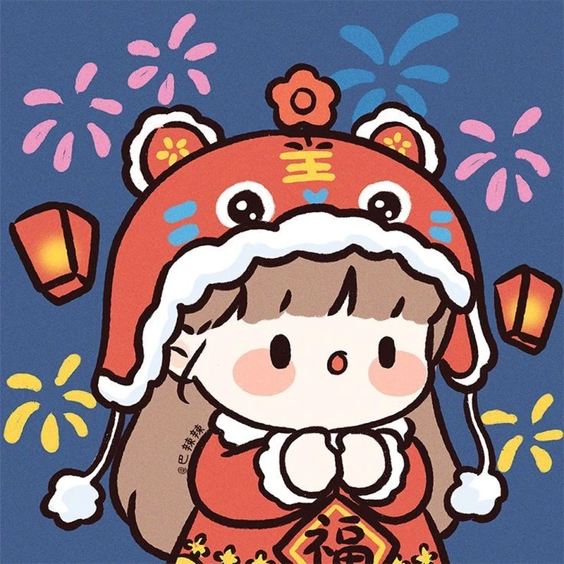 Niềm vui ngày lễ hội trong ảnh tết cute chibi