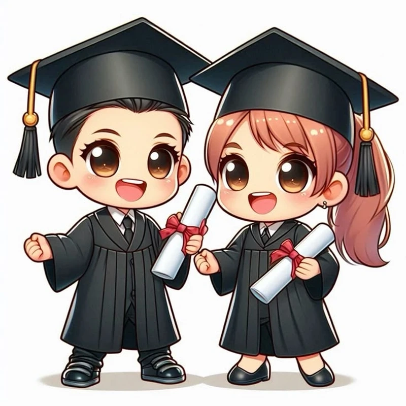 Niềm vui hân hoan từ chibi học sinh tốt nghiệp
