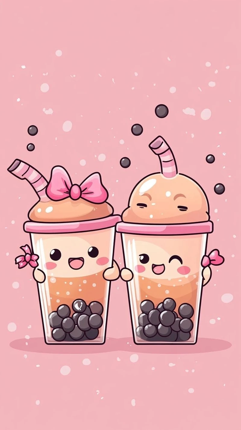 Bộ sưu tập độc đáo với hình nền trà sữa chibi