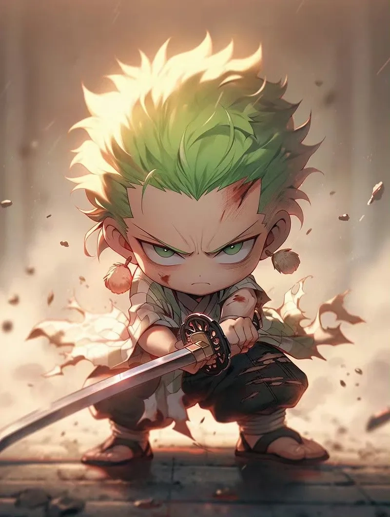 Vẻ dễ thương nổi bật trong one piece chibi zoro
