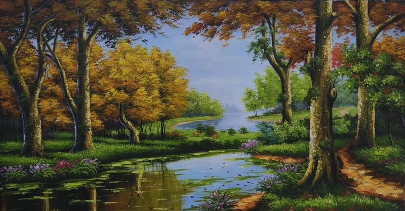 Tìm về phong cảnh tranh vẽ thanh bình