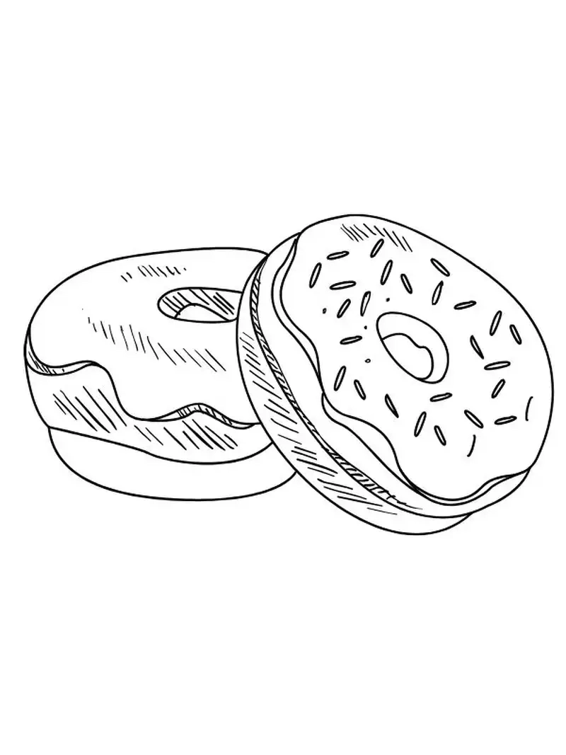 In hình tô màu bánh donut cho giờ học thêm thú vị