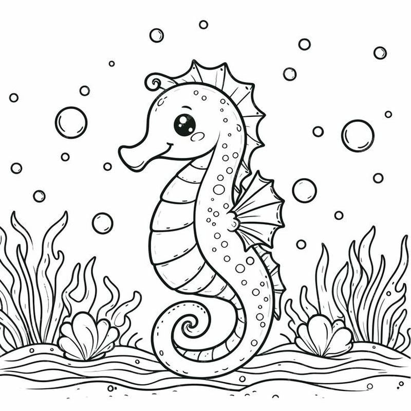 Thỏa sức sáng tạo với tranh tô màu con cá ngựa sinh động