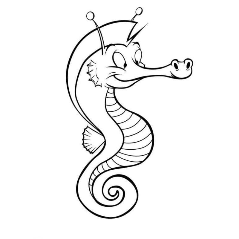 Tận hưởng giờ vui với hình tô màu cá ngựa dễ thương