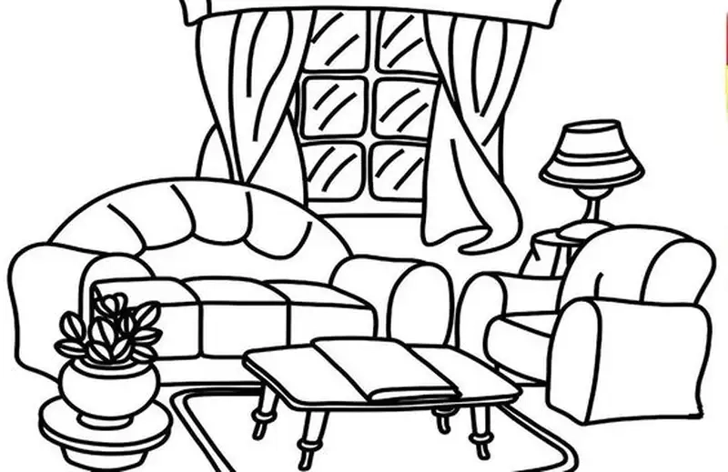 Bé học phối màu với mẫu tranh tô màu ghế sofa