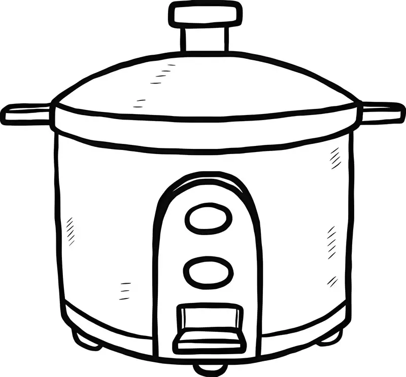 Tranh tô màu nồi cơm điện đen trắng dễ nhận biết
