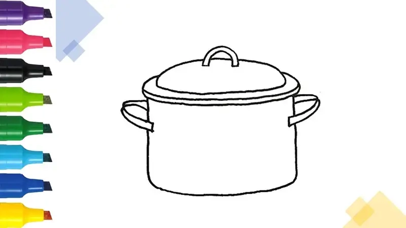 Tranh tô màu nồi cơm điện đơn giản cho bé luyện tay