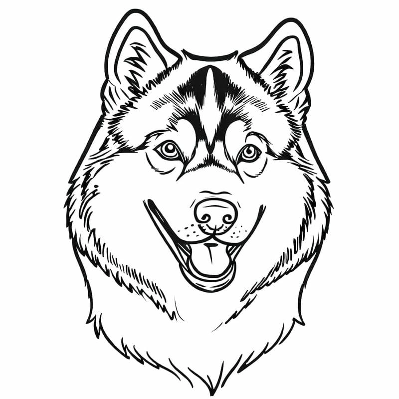 Tô màu dễ dàng với tranh tô màu chó husky đơn giản cho bé