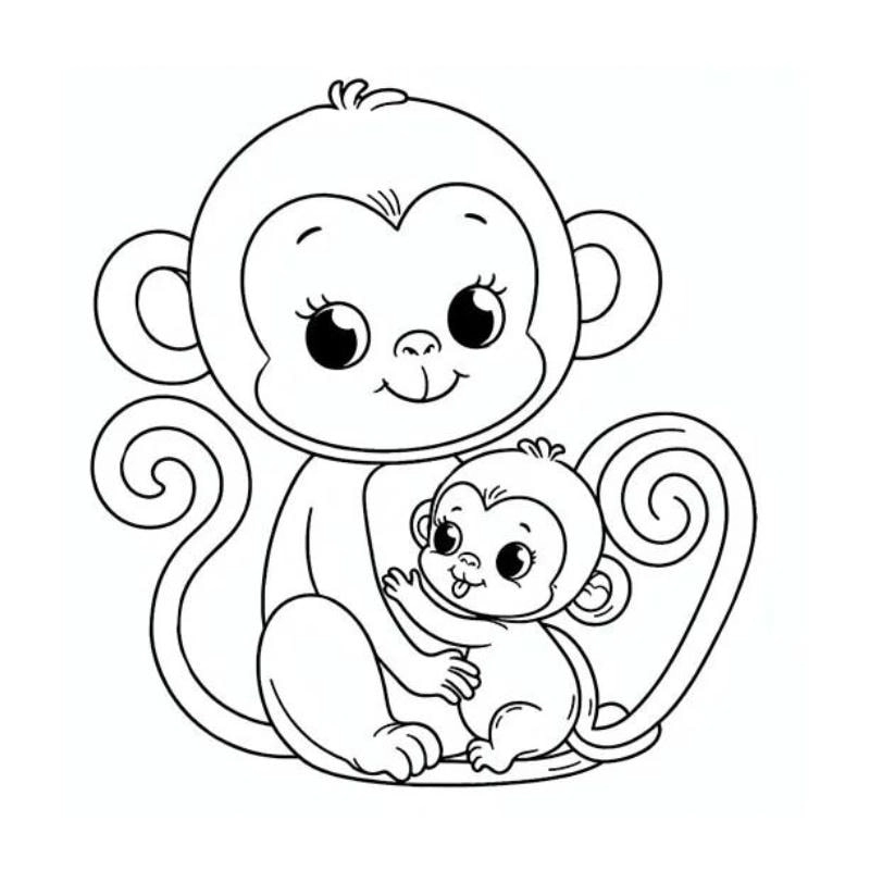 Bé yêu thích tranh tô màu khỉ đầy màu sắc sinh động