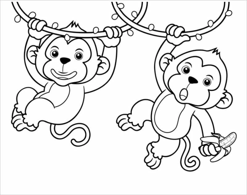 Tải ngay hình ảnh con khỉ tô màu đầy màu sắc cho bé