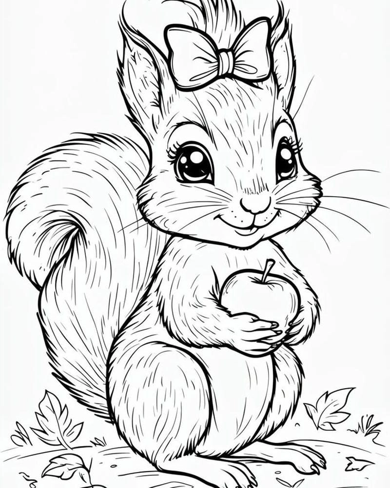Khơi dậy sáng tạo với tranh tô màu con sóc cute ngộ nghĩnh