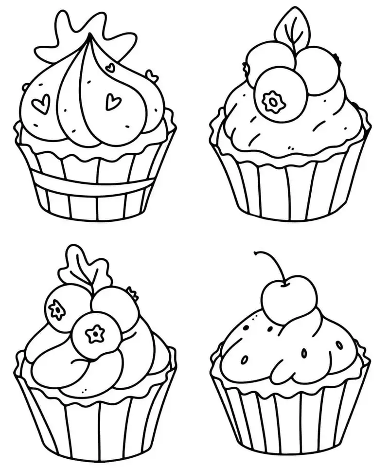Trang trí sắc màu tươi sáng với tranh tô màu bánh cupcake