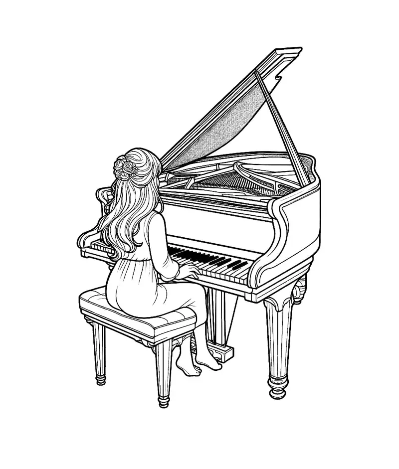 Khám phá thế giới tranh tô màu đàn piano hoạt hình vui nhộn
