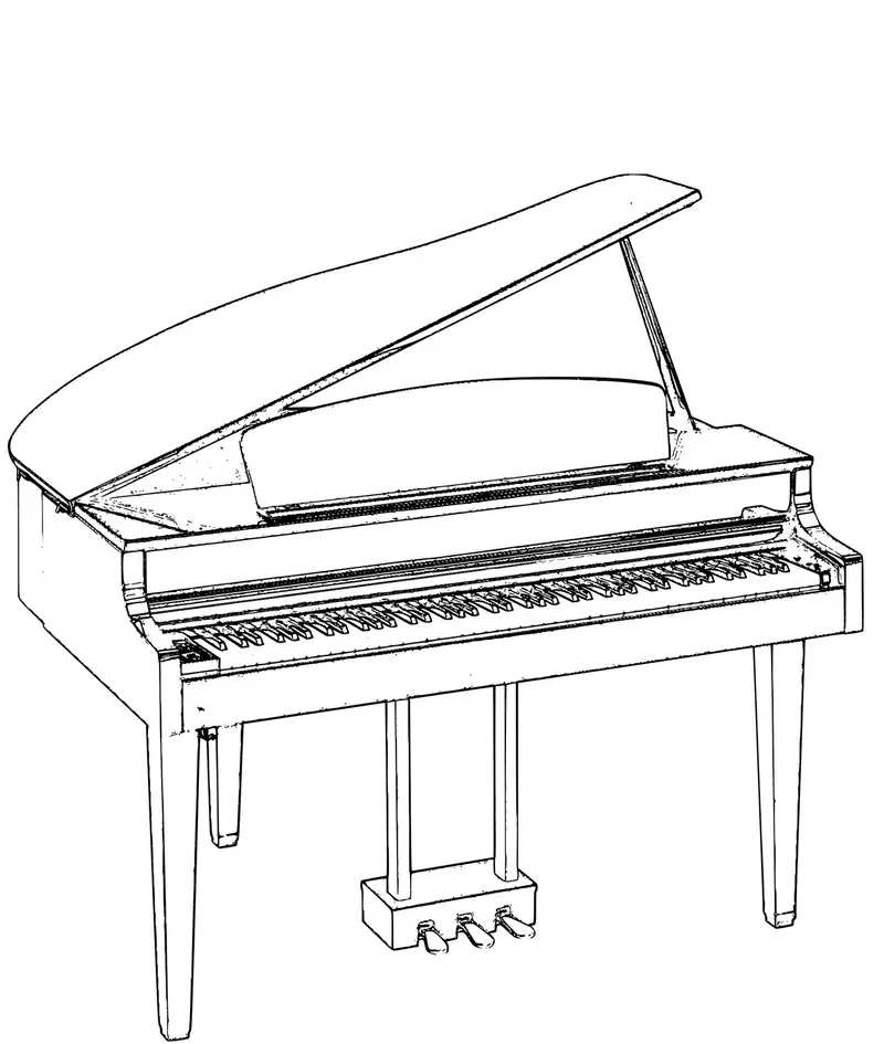 Tải ngay bộ tranh tô màu đàn piano đơn giản cho bé