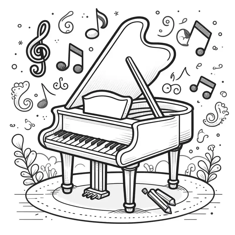 Bé sẽ thích mê với tranh tô màu đàn piano dễ thương