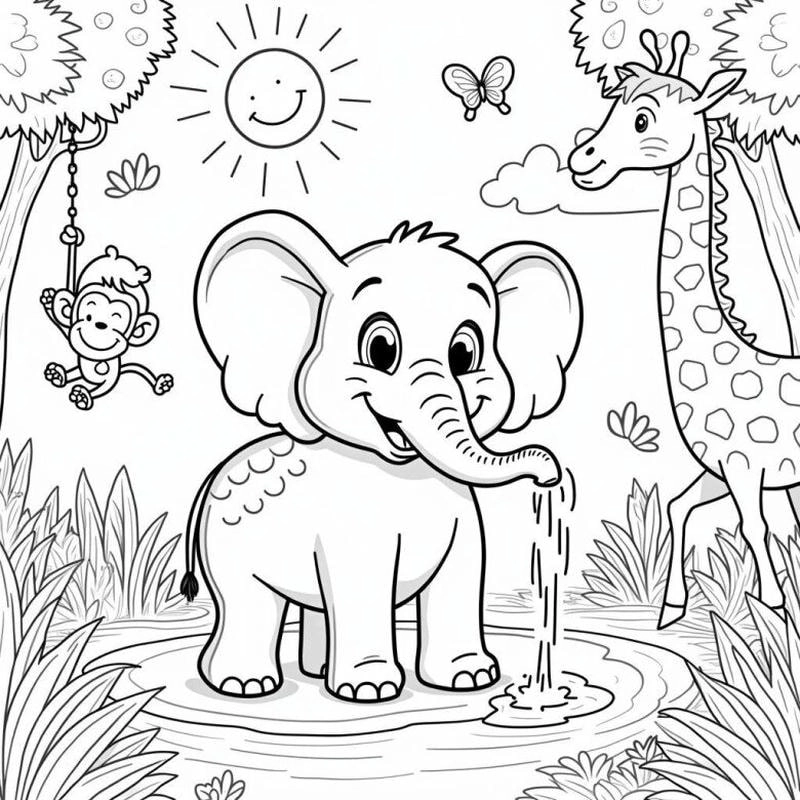 Khám phá thiên nhiên qua tranh tô màu động vật rừng chibi sống động