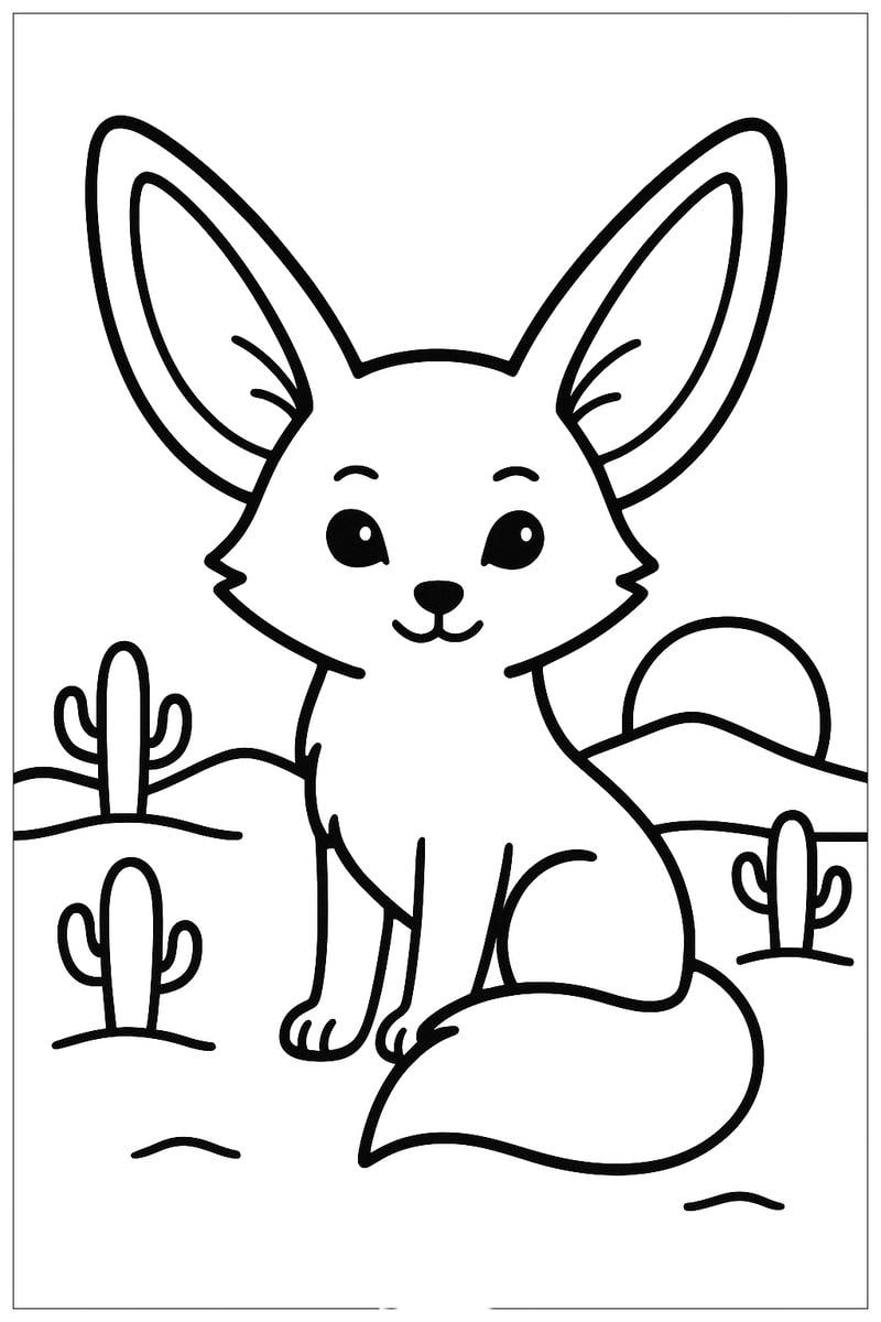 Thỏa sức tô tranh tô màu cáo sa mạc (Fennec fox) đầy màu sắc