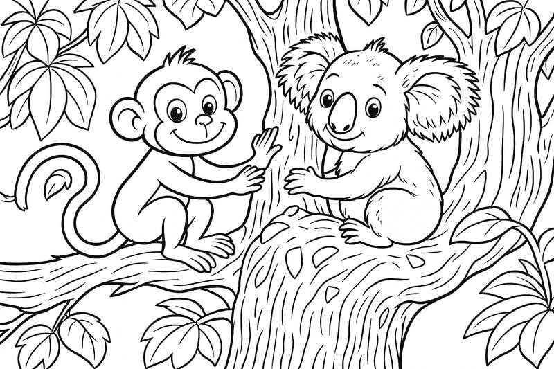 Khám phá tranh tô màu gấu koala cho bé sinh động vui nhộn