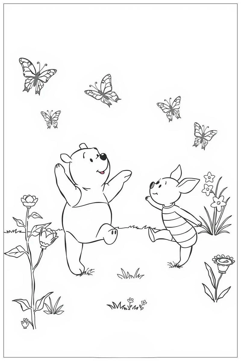 Khám phá tình bạn dễ thương với tranh tô màu gấu pooh và lợn piglet