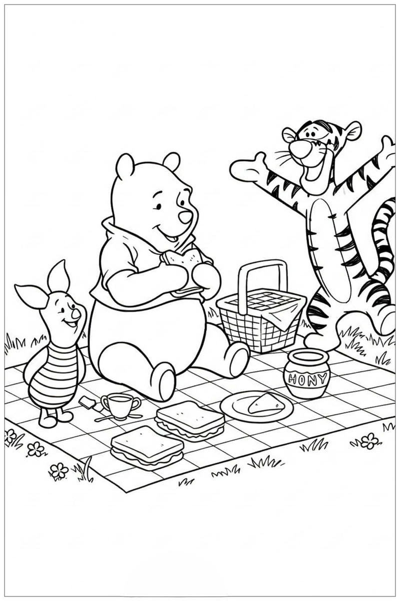 Nhận bộ tranh tô màu gấu pooh miễn phí cực đáng yêu cho trẻ mầm non
