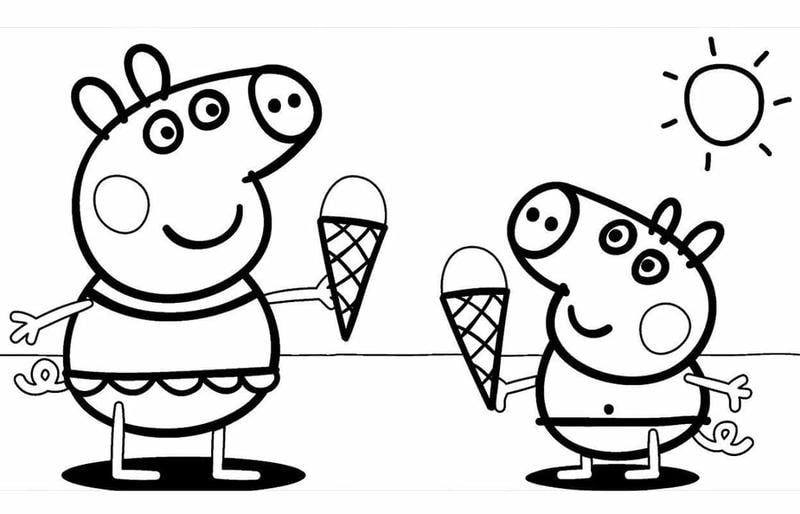 Bé yêu thích tranh tô màu Peppa Pig sinh động dễ in và tô màu