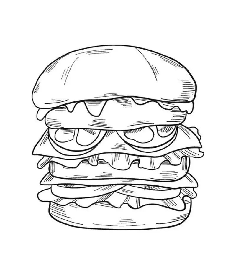 Khám phá bộ sưu tập tranh tô màu bánh hamburger vui nhộn và sáng tạo