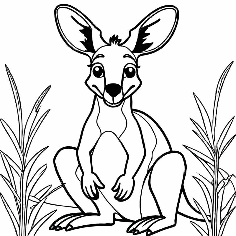 In ngay tranh tô màu kangaroo màu trắng đen cho bé luyện tô