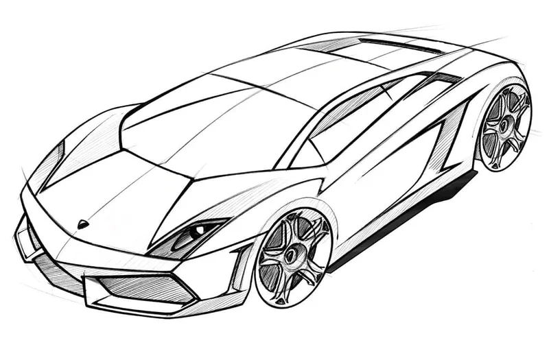 Hình ảnh chi tiết trong hình tô màu xe lamborghini cho bé tập tô