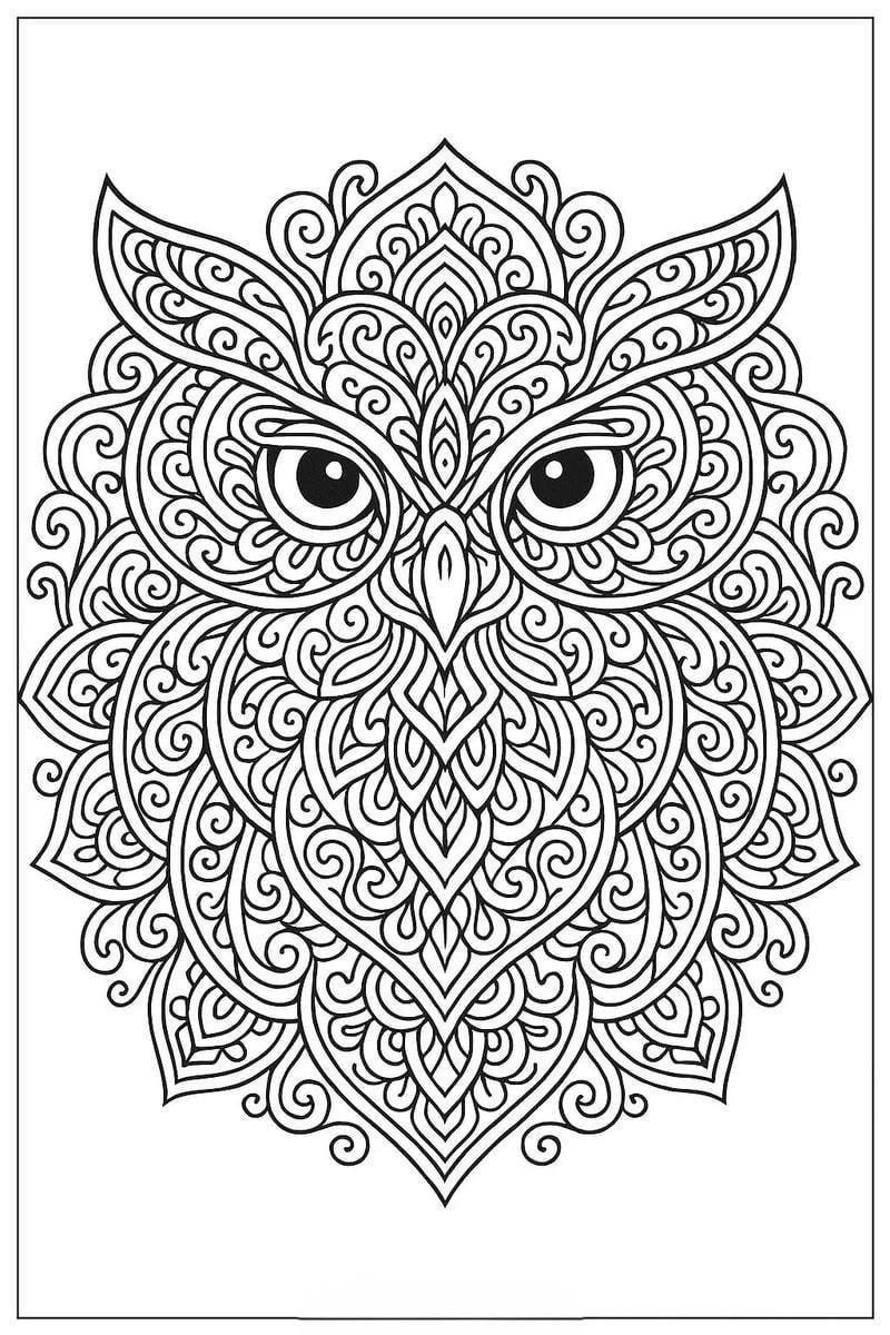 Bé sẽ thích thú với tranh tô màu mandala động vật dễ thương sinh động