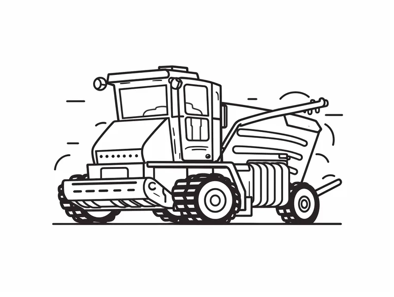 Khám phá đồng ruộng rộng lớn cùng tô màu máy gặt lớn