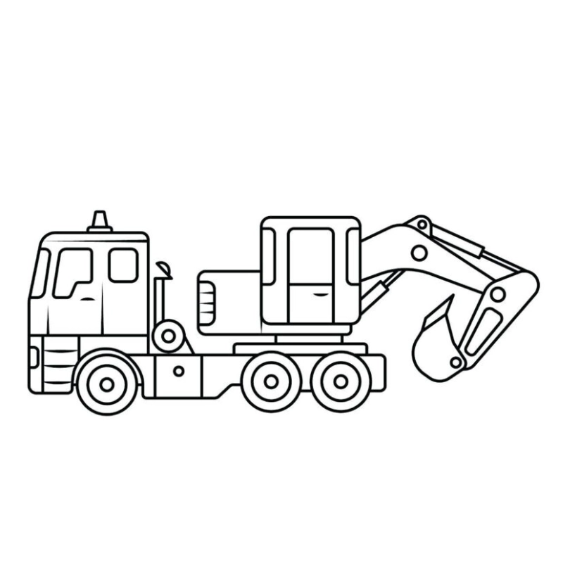 Bé trai yêu thích bộ tô màu xe máy xúc vừa học vừa chơi