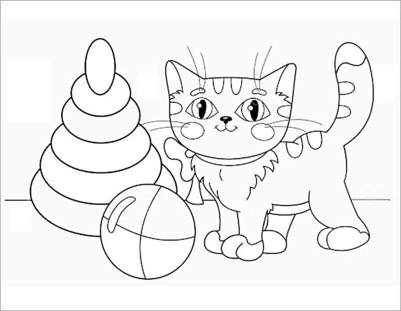 Bé cực thích thú khi trải nghiệm với hình mèo cute tô màu đáng yêu