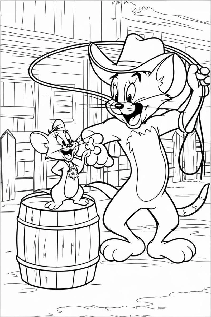 Tranh tô màu mèo Tom và chuột Jerry là như thế nào