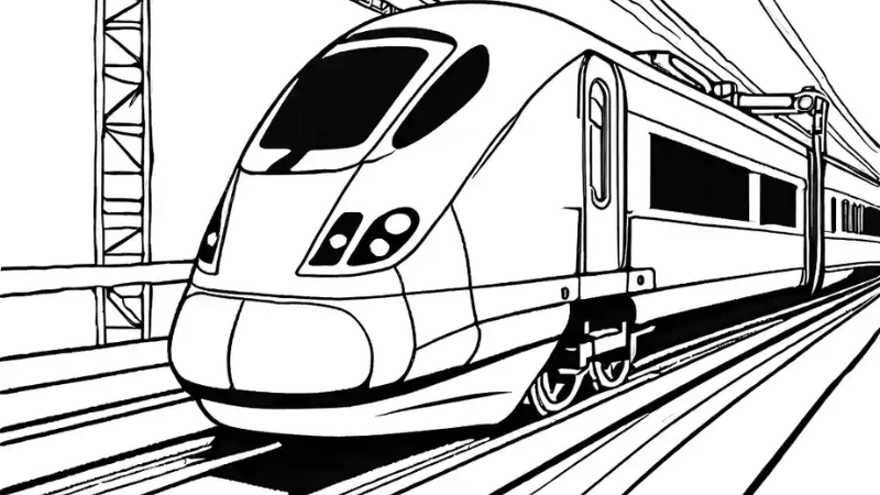 Cực sinh động với tranh tô màu tàu điện nhanh