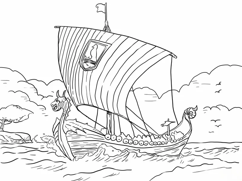 Rèn trí tưởng tượng với hình tô màu tàu viking cổ xưa