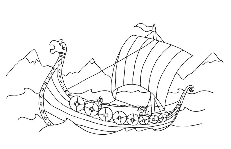 Tải ngay bộ tranh tô màu tàu viking cổ cho bé