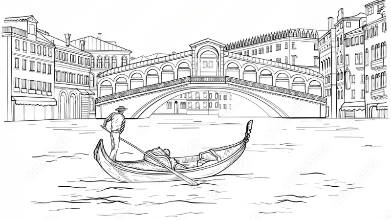 Tranh tô màu thuyền gondola là như thế nào?