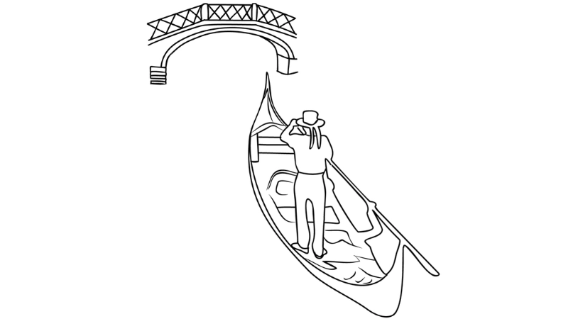 Trải nghiệm Venice qua tranh tô màu thuyền gondola Venice cho bé