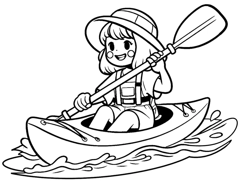 Tặng bé ngay bộ hình tô màu thuyền kayak siêu dễ thương