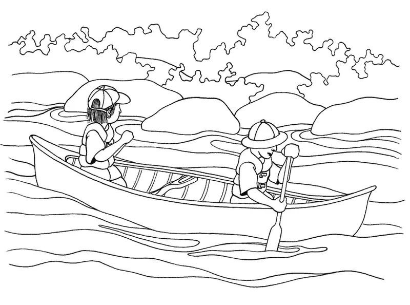 Thử ngay bộ tranh thuyền kayak trên sông tuyệt đẹp cho bé