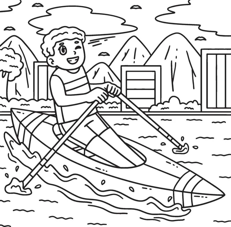 Bộ sưu tập tranh tô màu thuyền kayak vui nhộn cho bé yêu