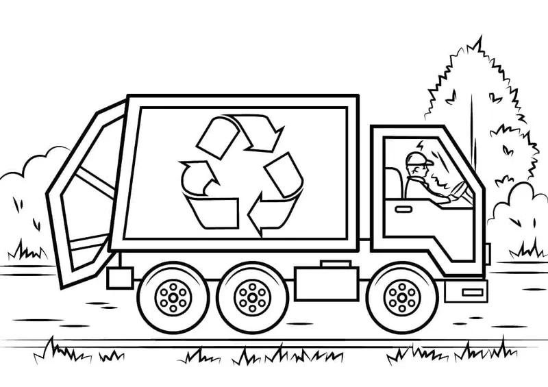 Khám phá màu sắc với xe chở rác màu xanh