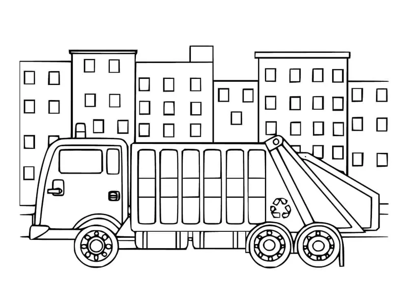 Phát triển tư duy nghệ thuật cùng ô tô chở rác tô màu