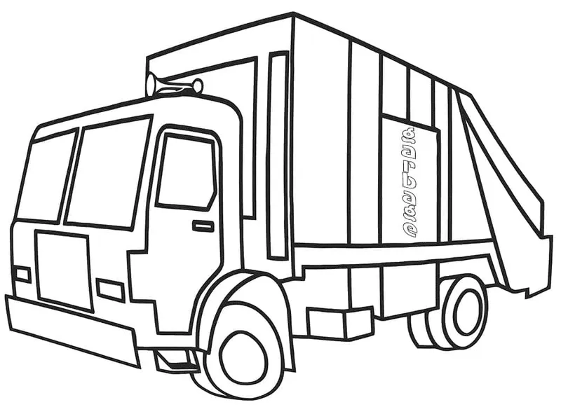 Bé tập vẽ hàng ngày qua tranh tô màu xe chở rác