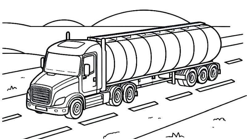Giúp bé học hỏi nghề vận chuyển qua tranh tô màu xe vận chuyển dầu