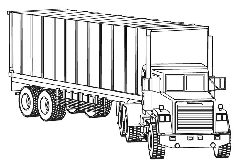 Tải ngay bộ sưu tập in hình tô màu xe container miễn phí cho bé