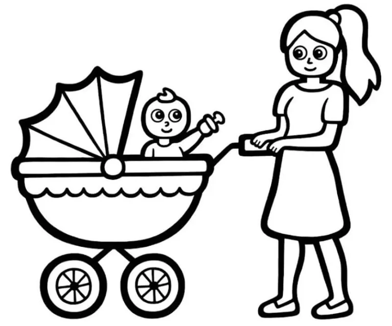 Khám phá thế giới màu sắc qua tranh tô màu xe đẩy em bé cho trẻ em