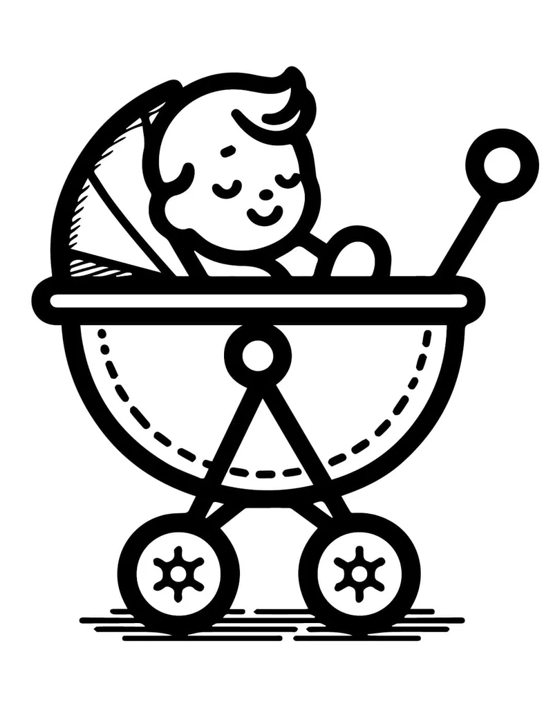 Khám phá mẫu mới tranh tô màu xe đẩy em bé hiện đại