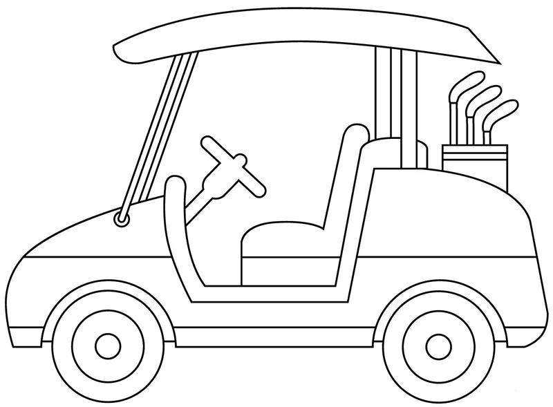 Bé cười vui thích thú với tranh tô màu xe golf vui nhộn