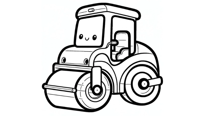 Bé thích sáng tạo với tranh tô màu xe lu cực đẹp